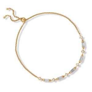 14 Karat Gold Plated White CZ Bolo Bracelet